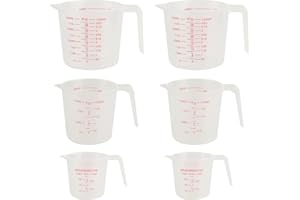 HexinYigjly Quality Measuring Jugs Set of 6 Pcs|Cooking-1 L, 500ml, 250ml,Clear Measuring Cup with Handle Plastic Jugs with Easy-to-Read Measurements for Kitchen Baking with Measuring Scale Easy Pour