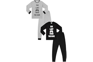 ThePyjamaFactory Can I Just Finish This Game Long Black Grey 2 Pack Boys Pyjama Set PJs For Kids