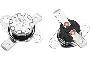 sourcing map KSD301 Thermostat 5°C/41°F 10A Normally Closed N.C Adjust Snap Disc Temperature Switch for Microwave,Oven,Coffee Makers 5pcs,Bakelite Material