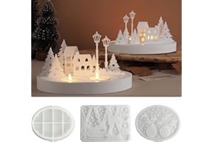 SUNSHINE SMILE Silikonformen Gießformen Häuser,3 Stück Silikonformen Gießformen Weihnachten,Silikonform Haus,Silikonform Häuschen Silikon Kerzenhalter,Gussformen für Gips Epoxidharz Formen Tannenbaum DIY