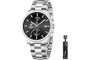 Affute Orologi da uomo in acciaio inox e metallo, stile casual, impermeabile, cronografo al quarzo, data automatica, lancette colorate…