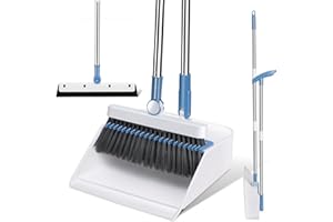 ‎HEVOL HEVOL Besen und Kehrschaufel Set,180 Grad Drehbar Kehrschaufel Set mit Kammzähne, Verlängerbarer Besen mit Stiel,Schaufel und Besen Set für Vorzelt, Haus, Büro, Lobby, Terrasse-1 Bodenschaber