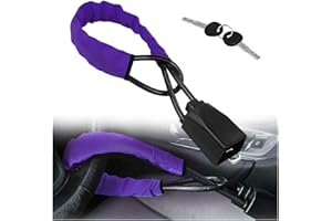 CGEAMDY Lenkradschloss für Auto, Bremspedal Kupplungsschloss, Universelle Diebstahlsicherung, Stabiles Schloss für Auto LKW SUV Sicherheit mit 2 Schlüsseln(Lila)