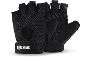 Skevic Guantes Gimnasio Hombre y Mujer - Guantes Gym Ideales para Levantamiento de Pesas, Crossfit, Barra Dominadas, Ciclismo, etc. Guantes Gimnasio Mujer, Guantes Fitness Transpirable Antideslizante