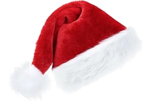 Alederways Santa Hat Christmas Hat, Unisex Christmas Party Hat for Adult, Velvet Soft Plush Classic Fur Xmas Hat for New Year Festive Christmas Theme Party Supplies