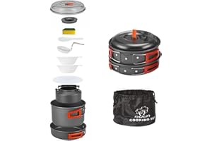 Bulin Camping Cookware Outdoor Equipment Camping Pot 1-4 People Hiking Backpacking Gear Cooking Equipment Lightweight Foldable Durable Aluminium Cook Set with Pot Pan Kettle Teapot Carry Bag