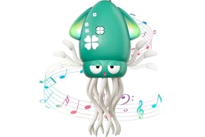 Dancing Squid Baby Toy, Electric Crawling Octopus Tummy Time Toy, Rechargeable Magic Dancing Music Squid Baby Toys for 3 4 5 6 Year Old Kids Boy Girl Birthday Gifts Christmas Stocking Stuffers (Green)