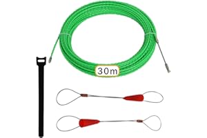 ‎GEKUFA Gekufa Kabeleinziehhilfe 30m, 4,5mm Zugdraht, mit 2 Führungsfedern Einziehfeder,Zugdraht für Leerrohre, Einziehspirale für die Kabelverlegung(Grün)