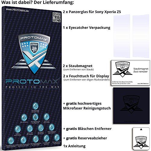 2 x PROTOMAX Schutzglas für Sony Xperia Z5 Schutzfolie, BLAULICHTFILTER, Glasfolie Displayschutz (2er Pack) - 2