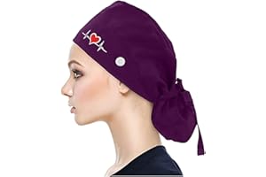 Muium(TM) Kappen mit Knopf und Baumwolle Einfarbige Schweißband Schrubben Hut für Unisex OP Haube Chirurgische Hut Verstellbar Kochmütze Kopfhauben Peeling Kappe