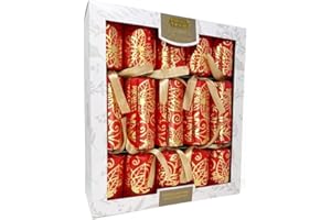 GENERIC Deluxe Christmas Crackers with Unique Designs and Festive Surprises 10 x 14” | Harmless Holiday Party Essentials for Family Gatherings, Fun Presents, and Celebrations (RED AND GOLD FLORAL)