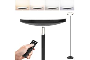 ‎STEO Anten 30W Deckenfluter LED Dimmbar Schwarz, 3330lm Stehlampe LED mit Fernbedienung&Touch Steuerung, Stehleuchte Wohnzimmer mit 4 Farbtemperatur, 1H Timer, Moderne Standleuchten für Schlafzimmer, Büro