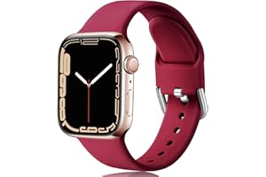 Ouwegaga zapasowy pasek do Apple Watch 38 mm, 42 mm, 40 mm, 44 mm, silikonowy sportowy pasek na nadgarstek, pasuje do Apple Watch SE, iWatch serii 6, 5, 4, 3, 2, 1, 42 mm/44 mm-S/M czerwone wino