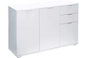 CASARIA® Alba Sideboard | 3 Doors 2 Drawers | 107x75x35cm | Bookcase | Bedroom Bathroom Living Room Kitchen Hallway Furniture Storage Unit | White Side Cabinet