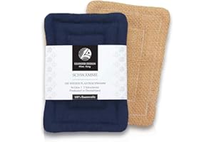 ‎LEANDER DESIGN HOME . LIVING Leander Design® Spülschwamm nachhaltig im Set 9x13cm – Naturschwamm aus Baumwolle und Jute Handgearbeitet – haltbarer Küchenschwamm (blau, 2)