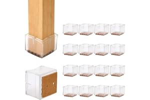 Ezprotekt Tazas de goma para pies de silla, 16 PCS 29-35 mm Silicona antideslizante Cuadrados Muebles Patas de patas Mesa Pies Cubiertas Cubiertas Muebles Almohadillas Protector de piso