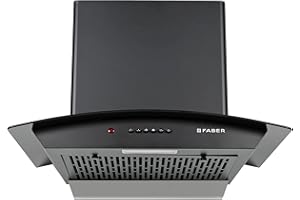 Faber 60 cm 1100 m³/hr Auto-Clean Curved Glass Kitchen Chimney [HOOD ALPHA IN HC PB FL BK 60], Filterless technology, Push Bu