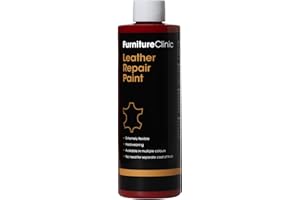 Furniture Clinic Lederreparatur-Farbe & Farbauffrischung | Selbstversiegelnder Lederfarbstoff für schnelle + einfache Ledersanierung | Ledersofas, Autositze, Lederschuhe (Rot, 500ml)