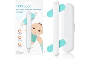 Frida Baby 3-in-1 Reiniger für Nase, Ohren & Nägel | Reinigungsset mit 4 Aufsätzen für Babys & Kleinkinder | Entfernt Schleim, Ohrenschmalz & Schmutz sicher | Inkl. Aufbewahrungsbox