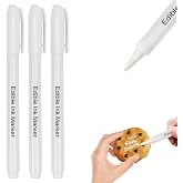 BOODPET Rotuladores comestibles de punta fina para postres, 3 blancos | Sobre chocolate, galletas, macarons y cupcakes, a&ntilde;ada