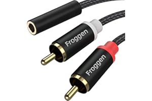 Froggen Cavo Audio RCA Jack Adattatore Jack RCA da 3.5 mm femmina a RCA maschio Stereo audio video cavo AUX, per Altoparlante, Amplificatore, DVD, Televisore, Smartphone, Tablet ecc.
