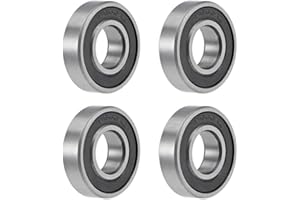 sourcing map Deep Groove Ball Bearings 10mm x 22mm x 6mm Double Sealed Chrome Steel Z2 ABEC1 4pcs