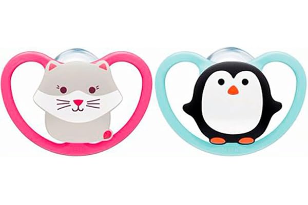 NUK Space Tetine pour bébé - 18-36 mois - Sucettes avec ouvertures extra-larges pour les peaux sensibles - Silicone sans BPA - Zèbre - Lot de 2