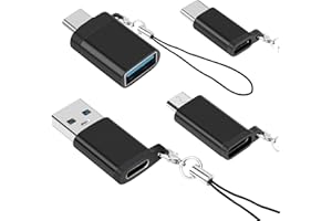 AIYEEN Adapter USB C na USB 3.0, adapter USB C żeński na USB męski, adapter USB C na micro USB, adapter micro USB (żeński) na USB C (męski) adapter ze smyczą (4 sztuki) do MacBook Pro, Samsung, PC
