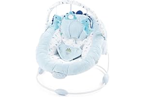 LADIDA super weich gepolsterte Baby-Dino-Wippe mit beruhigenden Vibrationen, Musikmelodien, weißem Rauschen, maschinenwaschbarem Sitzpolster, abnehmbarem Spielzeugbügel mit 3 schönen Spielzeugen 696