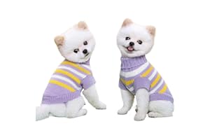 UNMOT Purple Knit Dog Jumper,Extra Large Dog Jumper- Cozy Turtleneck Sweater for Extra Large Dogs - Winter Pet Clothing,Ideal for Winter and Autumn| Purple, Stripes Shape, Size S