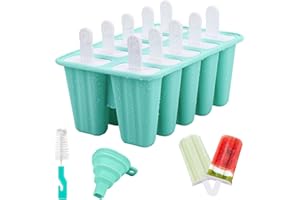 ANSHUKE Stampi Ghiaccioli, 10 Cavità Stampo per Ghiaccioli, Stampi per Gelato in Silicone Senza BPA, Stampi Gelato per ghiaccioli fai da te, dessert, yogurt, cioccolato - Verde