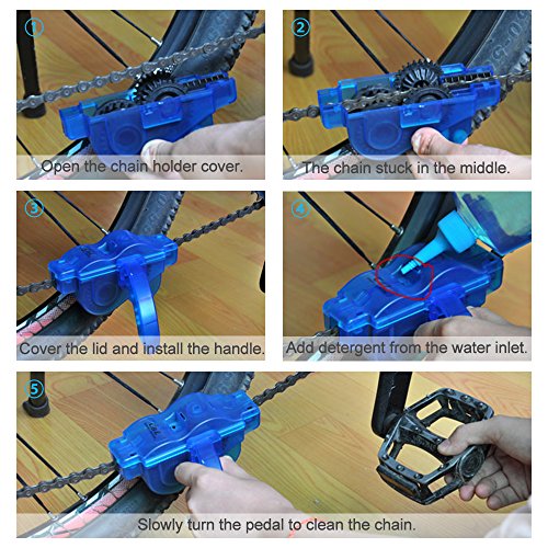 Fahrrad Kettenreinigungsgerät, Furado Kettenreiniger, Reinigung Scrubber Pinsel-Werkzeug im Set mit Ritzelbürste, Schnelles sauberes Werkzeug für Alle Arten von Fahrrad Kettenreinigung (blau) - 7