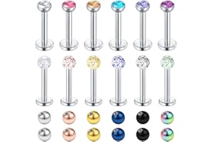 Longita 16G 6-10MM Piercing Labbro Acciaio inossidabile & Acrylique Palline di ricambio Helix Trago Stud Orecchio Piercing Labret Helix Piercing Trago per Donna