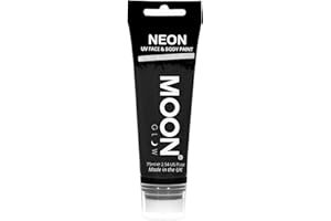 Moon Glow Supersize Neon UV Peinture pour le visage et le corps – avec applicateur éponge, noir, 75 ml (lot de 1)