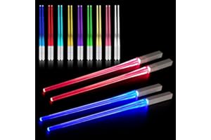 CJBIN Iluminados Palillos, 2 Pares Lightsaber Chopsticks con 9 Modos de Color, Palillos Luminosos sin Bpa, Palillos de Luz Led,Reutilizables,Lavable a Máquina,Palillos Espada Laser para Cocina Fiesta