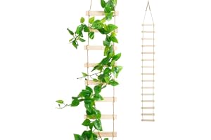 Faroby Växtstege, hög 15-fots trä 15-gångs naturlig träspaljé för klätterväxter, inomhus utomhus rostsäkert växtstativ för pothos murgröna filodendron, spaljé