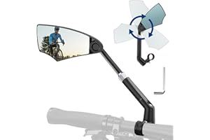 TAIKOUL Specchietto retrovisore per bicicletta elettrica, pieghevole, per manubrio da 20 – 23 mm, retrattile e regolabile a 360°, antiriflesso, per Ebikes MTB (sinistra)