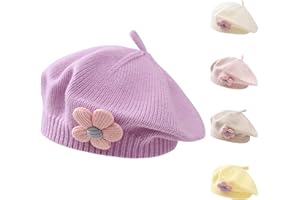 Kunyeah Cappello a Berretto per Bambine Cappello a Berretto Invernale Caldo Toddler Cappello a Maglia in Stile Francese Baby Cute Flower Berets