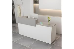 CCUKTFN Bancone Reception Moderno in Legno con Ripiani e Cassetti, 100–240 cm Banco Negozio per Ufficio, Salone, Negozio, Hotel, Studio Professionale