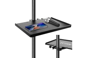 Milisten Mic Stand Phone Holder: Adjustable Microphone Stand Tray Removable Desktop Mic-Stand Clamp On Rack Tray Holder for Live Streaming, Recording, Stage Performances-24 * 17CM