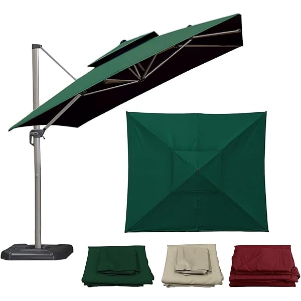 EliteShade Copertura di ricambio per ombrellone da 2,4 m, 8 costole, per terrazze (solo tettoia) (verde foresta-46