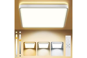 bedee LED Ceiling Lights with Remote Control, 36W 4800lm Dimmable Ceiling Light LED, 2.4cm Ultra Thin Square LED Flush Mount Ceiling Light for Bedroom Living Room Kitchen Hallway Office, 30cm White
