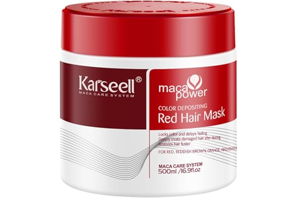 Karseell Masque Cheveux Rouges 500ml, Color Depositing Mask Restaurer et Améliorer les Tons Rouges pour les Cheveux Colorés