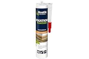 Bostik Colle de Fixation pour Plinthe en Bois, PVC et Medium – Colle Mastic Acrylique pour Parquets – Usage Intérieur – Prise Immédiate – Sans Solvant – Blanc – Cartouche 310 ml