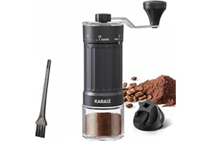 KARAIZ Manual Coffee Grinder, with High Precision Ceramic Contemporary Conical Burr, External Adjustable 40-Grade Adjustable Settings, for Aeropress, Espresso, Pour Over, French Press, Moka pots.