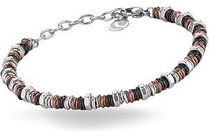 inSCINTILLE Bracciale Uomo Acciaio Inossidabile con Rondelle e Bulloni, Lunghezza Regolabile 18-21cm con Confezione Regalo
