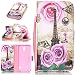 Produktbild Huawei Y625 Flip Case Eiffelturm und Rose Farbige Zeichnung Volle Schutzhülle Karte Set Weiche Leder Magnet Flip Verschluss Abdeckung Romantische Stil Bookstyle Hülle Soft Silikon Schock und Kratzer absorbiert Telefon Lederhülle mit Handschlaufe für Huawei Y625