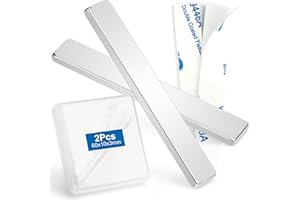 Wzone Adhesive Magnets Strong, 60×10×3mm | 2 Pack Flat Magnets Strips, Large Magnet Bar Magnets for Offices, Wooden Boards and Walls (2 Pack)