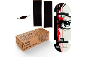 BERLION Finger Skate professionnel en bois Pro, mini skateboard Fingerboard, ponçage et roues, Finger Toys anti-stress Marque (Red Black)