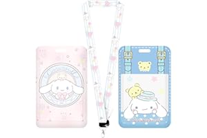 WOPIN 2pcs Cinnamoroll Lanyard, ZHULIA-Badge Support pour Support de Carte d’identité, clés, Fournitures de Bureau Scolaire